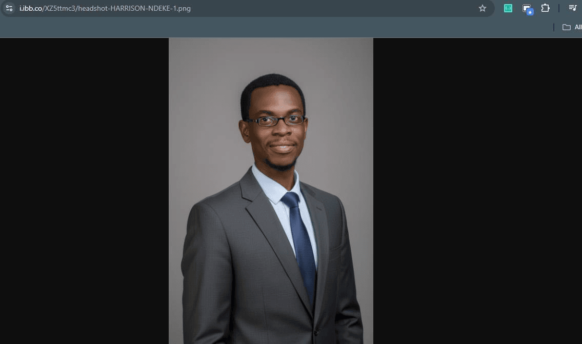 AI-generated professional headshot output from the workflow.