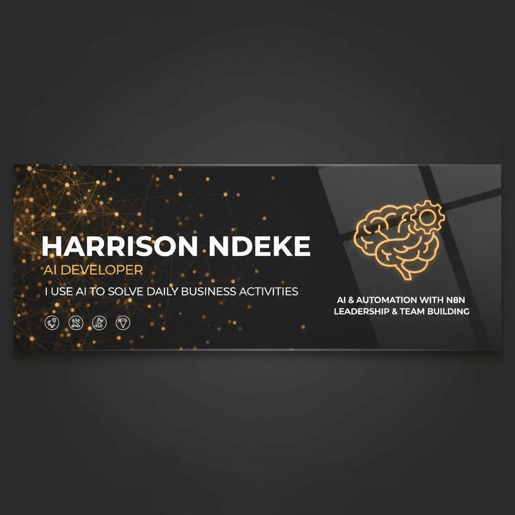 A generated personalized LinkedIn banner for Harrison Ndeke, AI Developer.